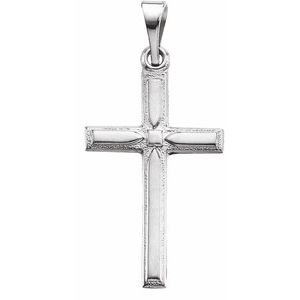 14K White 19x12.5 mm Cross Pendant-Polished