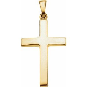 18K Yellow Cross Pendant-Polished