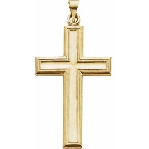 14K Yellow 38x23.5 mm Cross Pendant-Polished