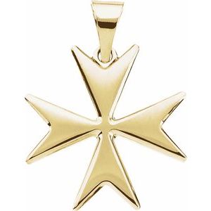 14K Yellow Maltese Cross Pendant-Polished