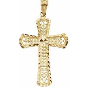 14K Yellow 33x22.5 mm Cross Pendant-Polished