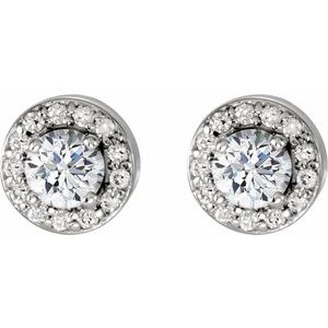 14K White 3/8 CTW Natural Diamond Halo-Style Earrings-3.4 Mm-14K White