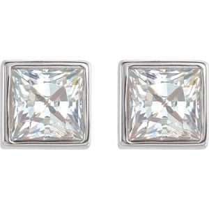 14K White 1/3 CTW Lab-Grown Diamond Bezel-Set Earrings-3 X 3 Mm-14K White