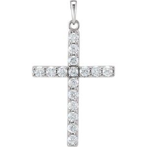 14K White 1 CTW Lab-Grown Diamond Cross Pendant-Lab-Grown Diamond-2.5Mm :: 1 Ctw