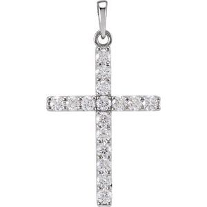 14K White 3/4 CTW Natural Diamond Cross Pendant-Natural Diamond-2.4Mm :: 3/4 Ctw