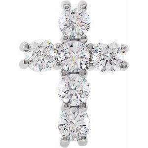 14K White 1/2 CTW Natural Diamond Cross Pendant-Natural Diamond-2.8Mm :: 1/2 Ctw