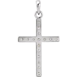 14K White 1/2 CTW Lab-Grown Diamond Cross Pendant-Lab-Grown Diamond-2Mm :: 1/2 Ctw