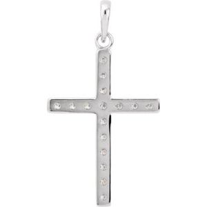 14K White 3/4 CTW Natural Diamond Cross Pendant-Natural Diamond-2.4Mm :: 3/4 Ctw