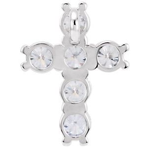 14K White 1/2 CTW Natural Diamond Cross Pendant-Natural Diamond-2.8Mm :: 1/2 Ctw