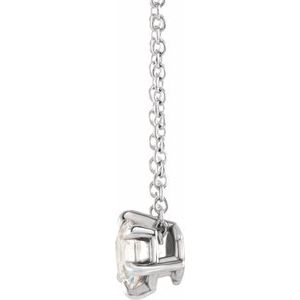 14K White 1 CT Lab-Grown Diamond Solitaire 16-18" Necklace-Lab-Grown Diamond-6.5Mm :: 1 Ct