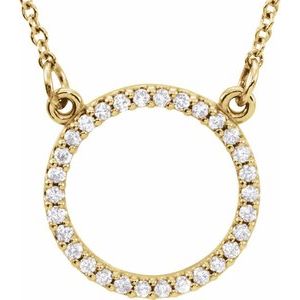 14K Yellow 1/8 CTW Lab-Grown Diamond Circle 16" Necklace-Lab-Grown Diamond-13 X 13 Mm