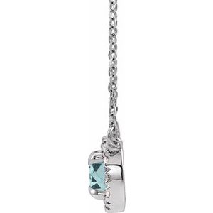 14K White 6.5 mm Natural Aquamarine & 1/6 CTW Natural Diamond 16" Necklace-Natural Aquamarine-6.5Mm :: 1/6 Ctw