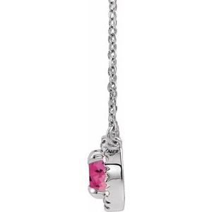 14K White 6 mm Natural Pink Tourmaline & 1/6 CTW Natural Diamond 18" Necklace-Natural Pink Tourmaline-6Mm :: 1/6 Ctw