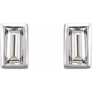 14K White .08 CTW Natural Diamond Bezel-Set Earrings-Pair-3 X 1.5Mm :: 0.08 Ctw