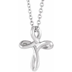 Sterling Silver 13.35x10.42 mm Youth Cross 15" Necklace-15 In-Polished