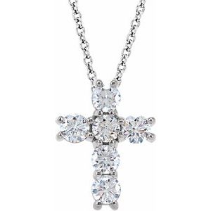 14K White 3/4 CTW Natural Diamond Cross 18" Necklace-Natural Diamond-3.2Mm :: 3/4 Ctw