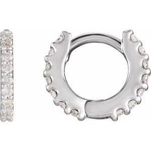 Platinum 1/8 CTW Natural Diamond 8 mm Hoop Earrings-Round-8 Mm