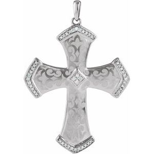 Sterling Silver 1/5 CTW Natural Diamond Cross Pendant-Natural Diamond-1/5 Ctw