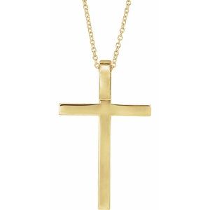 14K Yellow 29.5x18.2 mm Cross 18" Necklace-18 In-Polished