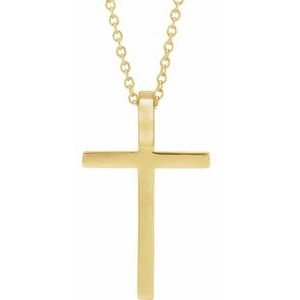14K Yellow 21.7x13.5 mm Cross 18" Necklace-18 In-Polished