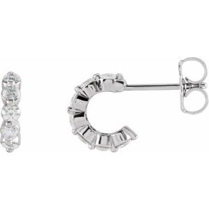 14K White 3/8 CTW Natural Diamond 9.25 mm Hoop Earrings-Round-9.25 Mm