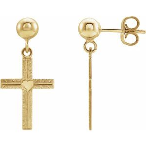 14K Yellow 13x10 mm Cross Earrings-14K Yellow