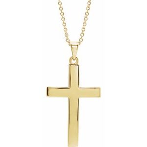 18K Yellow Gold-Plated Sterling Silver Cross 18" Necklace-18 In-Polished
