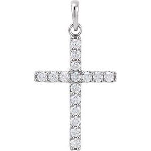 14K White 1/2 CTW Natural Diamond Cross Pendant-Natural Diamond-2Mm :: 1/2 Ctw