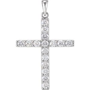 14K White 1 3/8 CTW Natural Diamond Cross Pendant-Natural Diamond-3Mm :: 1 3/8 Ctw