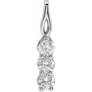 14K White 1/3 CTW Lab-Grown Diamond Three-Stone Pendant-Lab-Grown Diamond-3.2Mm :: 1/3 Ctw
