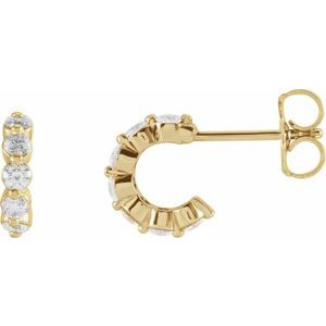 14K Yellow 3/8 CTW Natural Diamond 9.25 mm Hoop Earrings-Round-9.25 Mm