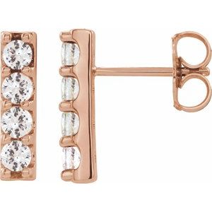 14K Rose 1/2 CTW Lab-Grown Diamond Bar Earrings-2.5 Mm-14K Rose