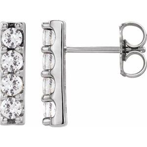 14K White 1/2 CTW Lab-Grown Diamond Bar Earrings-2.5 Mm-14K White