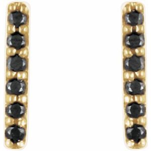 14K Yellow 1/10 CTW Natural Black Diamond Bar Earrings-1.2 Mm-14K Yellow