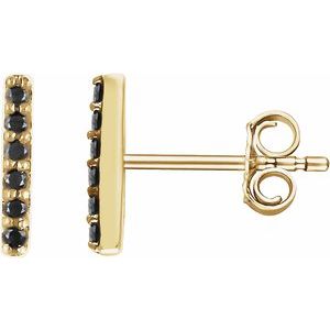 14K Yellow 1/10 CTW Natural Black Diamond Bar Earrings-1.2 Mm-14K Yellow