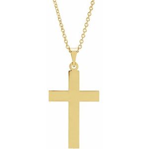 14K Yellow 22 x 14 mm Cross 18" Necklace-18 In-Polished