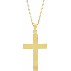 14K Yellow 28 x 18 mm Cross 18" Necklace-18 In-Polished