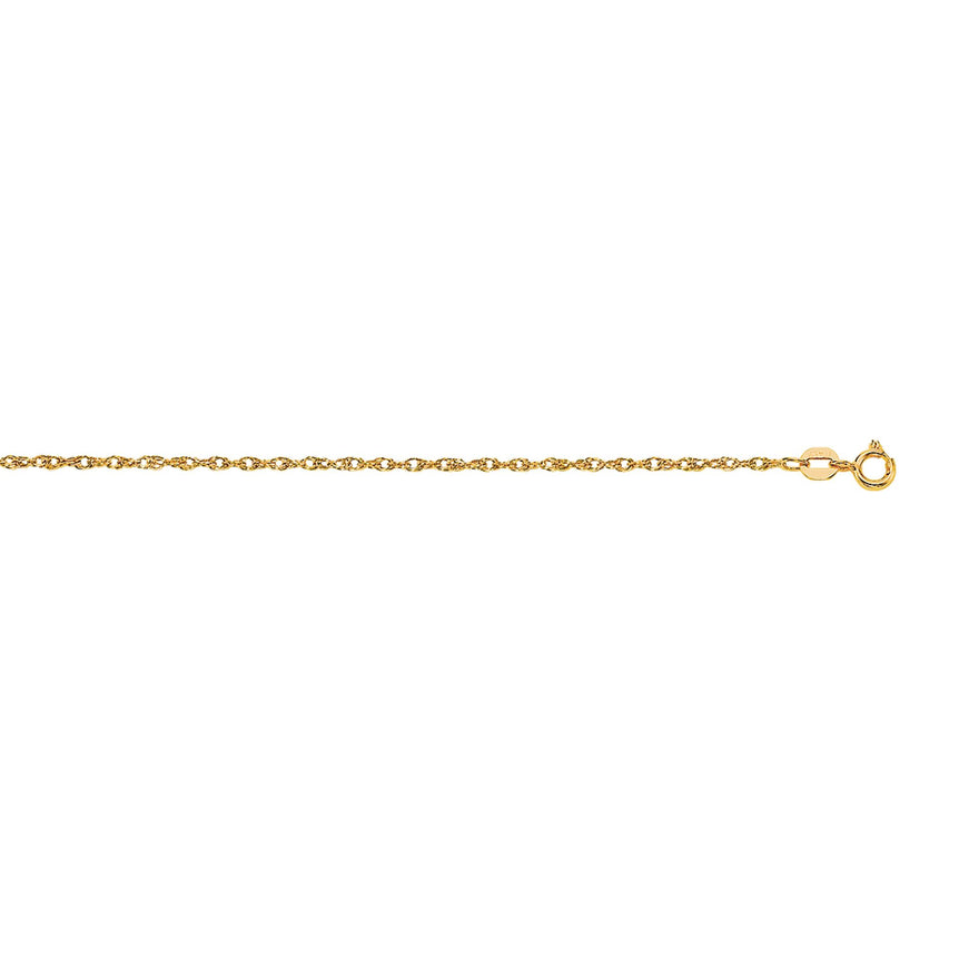 14K Gold .95mm Machine Rope Chain (Carded) -Yellow | Spring Ring