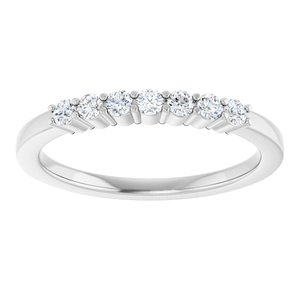 14K White 1/5 CTW Natural Diamond Anniversary Band 7 round full cut-Round