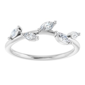 14K White 1/4 CTW Natural Diamond Leaf Ring-Marquise-4 X 2 Mm