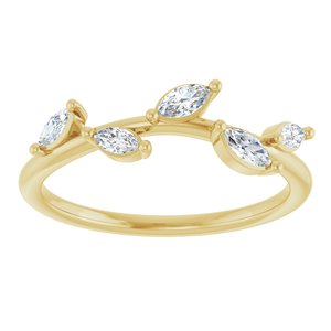 14K Yellow 1/4 CTW Natural Diamond Leaf Ring-Marquise-4 X 2 Mm