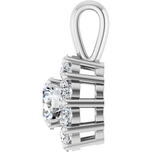 14K White 3/4 CTW Lab-Grown Diamond Halo-Style Pendant-Lab-Grown Diamond-4.8Mm :: 3/4 Ctw