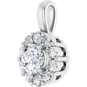 14K White 3/4 CTW Lab-Grown Diamond Halo-Style Pendant-Lab-Grown Diamond-4.8Mm :: 3/4 Ctw