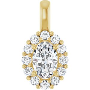 14K Yellow 3/4 CTW Lab-Grown Diamond Halo-Style Pendant-Lab-Grown Diamond-6 X 4Mm :: 3/4 Ctw