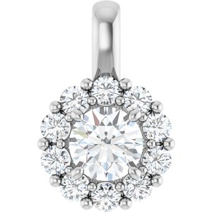 14K White 3/4 CTW Lab-Grown Diamond Halo-Style Pendant-Lab-Grown Diamond-4.8Mm :: 3/4 Ctw