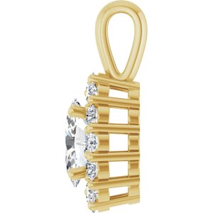 14K Yellow 3/4 CTW Lab-Grown Diamond Halo-Style Pendant-Lab-Grown Diamond-6 X 4Mm :: 3/4 Ctw