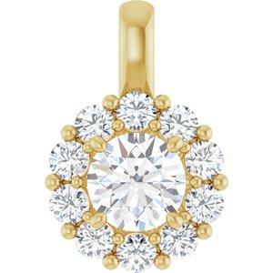 14K Yellow 1 CTW Lab-Grown Diamond Halo-Style Pendant-Lab-Grown Diamond-5.5Mm :: 1 Ctw