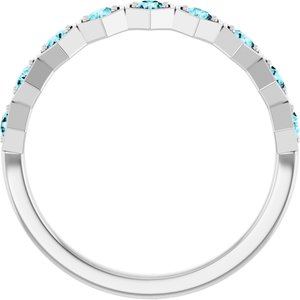 14K White Natural Blue Zircon Stackable Ring-Round-2.25 Mm