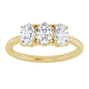 14K Yellow 3 CTW Lab-Grown Diamond Three-Stone Ring-8 X 6 Mm-Lab-Grown Diamond