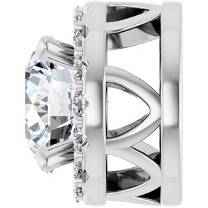 14K White 5/8 CTW Lab-Grown Diamond Halo-Style Pendant-Round-5.2 Mm
